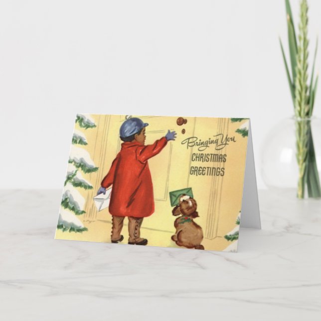 Cartão De Festividades Vintage African American Christmas Card (Frente)