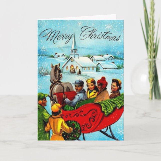 Cartão De Festividades Vintage African American Christmas Card (Frente)