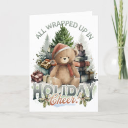 Cartão De Festividades Vintage All Wrapped Up Holiday Christmas Card (Vin