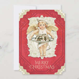 Cartão De Festividades Vintage angel chef de Natal sagrado