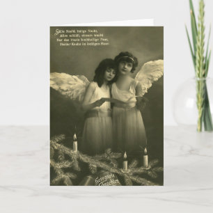 Cartão De Festividades vintage angel Girl no natal