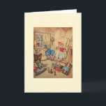 Cartão De Festividades Vintage Angels Christmas Note Card<br><div class="desc">Retro / Vintage Christmas note card.  Two adorable little Angels putting on the new skis they got for Christmas!</div>