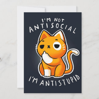 Cartão De Festividades Vintage Anime Cat Art| Bonito Presente Para Namora