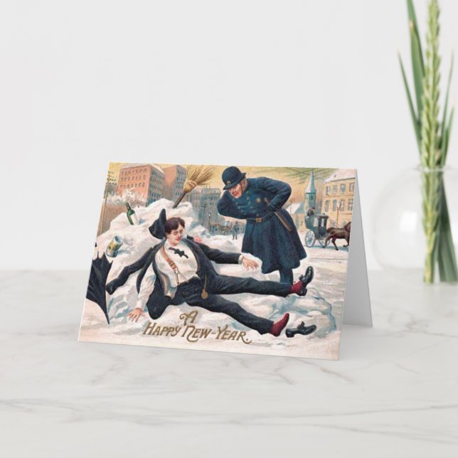 Cartão De Festividades Vintage: Ano novo - (Frente)