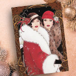 Cartão De Festividades Vintage Art Deco Mulheres Natal Vermelho Dourado<br><div class="desc">Belo vintage retro carta de Natal para mulheres. Envie um desses cartões de natal de mulheres desconhecidas para amigos e familiares. Também perfeito para colecionadores. Veja a coleção Art Deco na minha loja para mais coisas assim.</div>