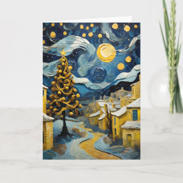 Cartão De Festividades Vintage Art inspirado em Van Gogh