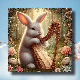 Cartão De Festividades Vintage Art Nouveau Bunny Woodland Páscoa