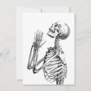 Cartão De Festividades Vintage Art Skull Skeleton Illustração, Crânio
