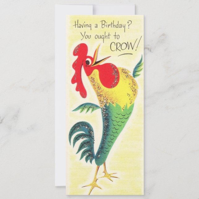 Cartão De Festividades Vintage Birthday Roster Crow! (Frente)