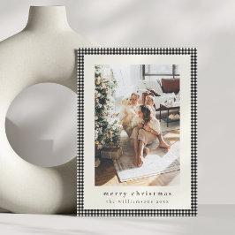 Cartão De Festividades Vintage Black Xadrez Dois Fotos Verticais Natal