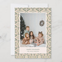 Vintage Blush Green Floral Azulejo Foto Natal
