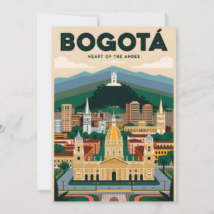 Cartão De Festividades Vintage Bogotá Colômbia Coração dos Andes Retro