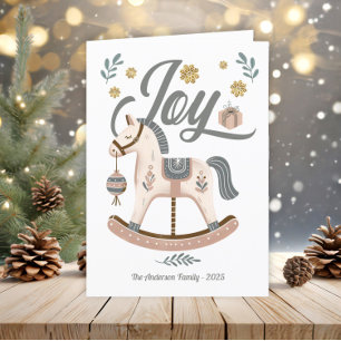 Cartão De Festividades Vintage Boho Rocking Horse Earth Tone Joy