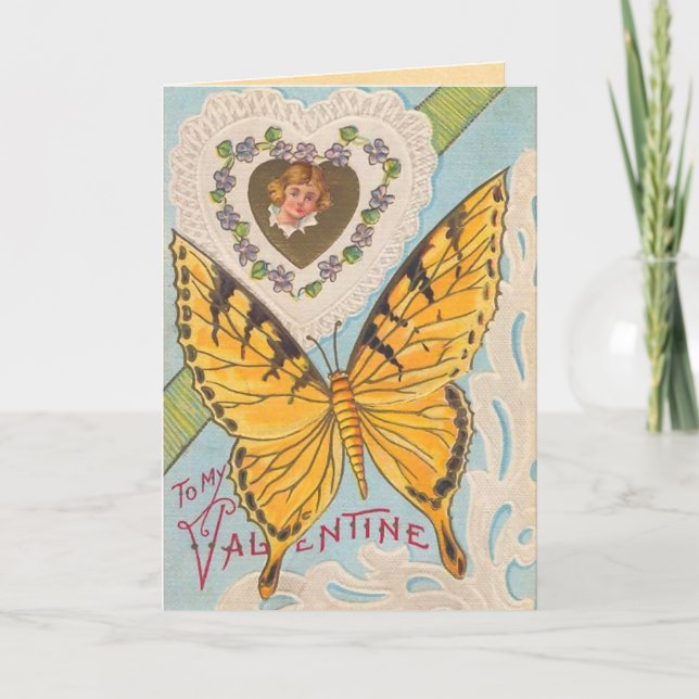 Cartão De Festividades Vintage Butterfly Valentine Card (Frente)