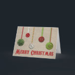 Cartão De Festividades Vintage Button Ornament & Burlap Christmas Card<br><div class="desc">This vintage Christmas card features vintage buttons posing as Christmas ornaments on a background of burlap.</div>