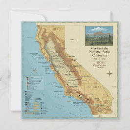 Cartão De Festividades Vintage California National Parks Map Art
