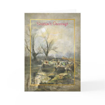Vintage canal boats Christmas card