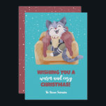 Cartão De Festividades Vintage Cat Winter Holiday Felry Christmas<br><div class="desc">Bela caricatura animal com trocadilhos engraçados para sua comemoração de feriado. Você pode personalizar o texto e a cor do plano de fundo para ajustado da sua ocasião. Excelente para crianças e crianças que amam animais.</div>