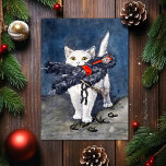 Cartão De Festividades Vintage Cat with Krampus Christmas Card<br><div class="desc">Vintage Cat with Krampus Christmas Card. Custom restored,  high quality vintage image.</div>