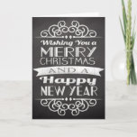 Cartão De Festividades Vintage Chalkboard Merry Christmas Promo Card<br><div class="desc">Chalkboard style background with vintage fonts and typography lettering,  a classic and bold holiday greeting for friends and family.</div>