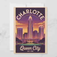 Vintage Charlotte Carolina do Norte Rainha Cidade