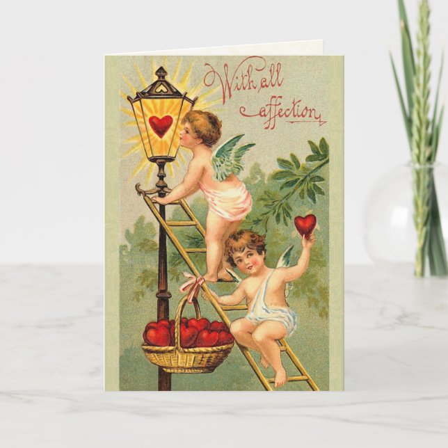 Cartão De Festividades Vintage Cherub Valentine Card (Frente)