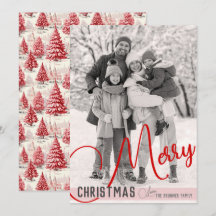 Vintage Chic Red & Pink Christmas Trees One Photo