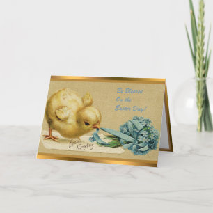Cartão De Festividades Vintage Chicken Easter Holiday Folded Cards