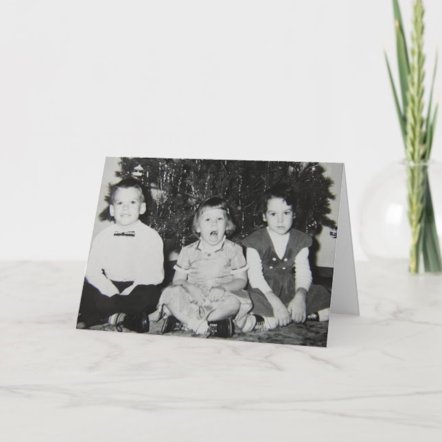 Cartão De Festividades Vintage Children Engraçado Natal (Frente)