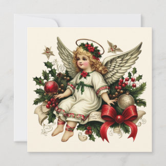 Cartão De Festividades Vintage Christmas Angel Greeting Card