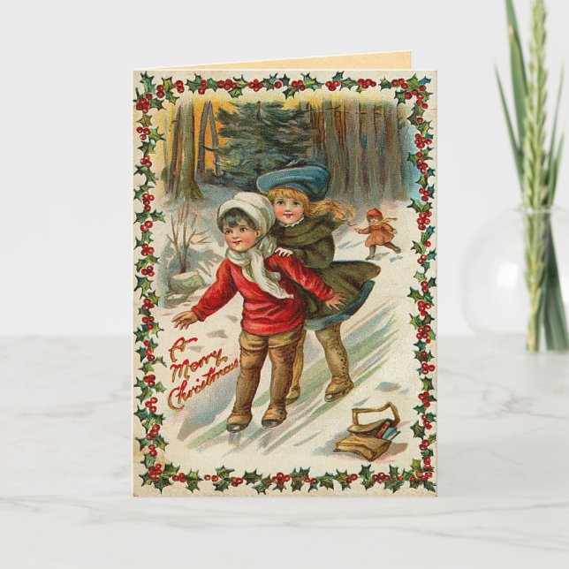 Cartão De Festividades Vintage Christmas Card (Frente)