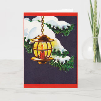 Cartão De Festividades Vintage Christmas Card -Holiday Lantern