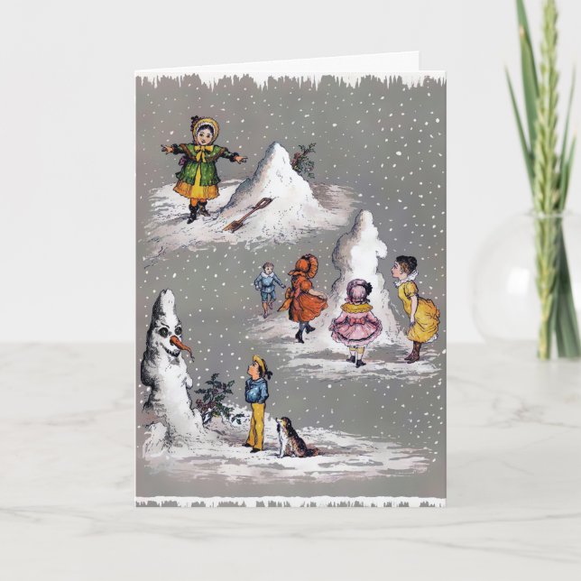Cartão De Festividades Vintage Christmas Creepy Snowman Card (Frente)