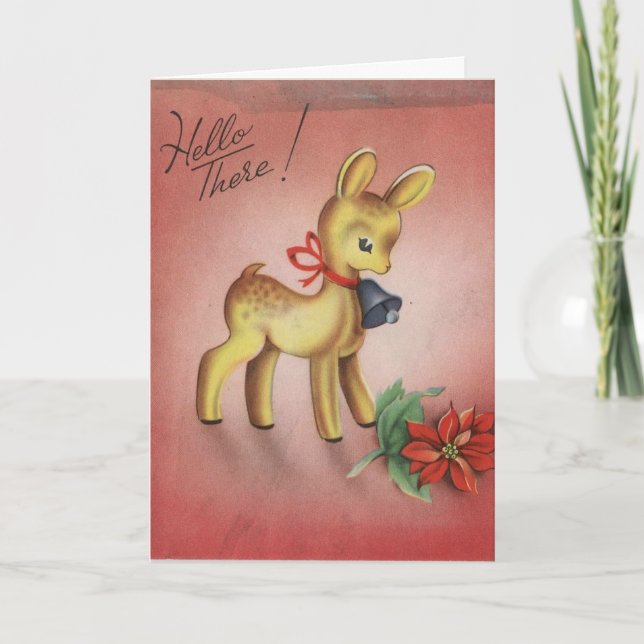 Cartão De Festividades Vintage Christmas Deer (Frente)