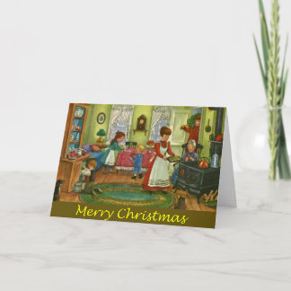 Cartão De Festividades Vintage Christmas Folk Art Greeting Card