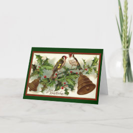 Cartão De Festividades Vintage Christmas Gold Bells And Birds