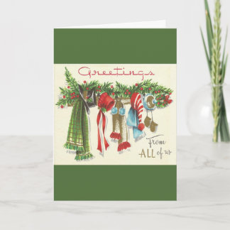 Cartão De Festividades Vintage Christmas Greeting Card From All Of US
