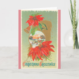 Cartão De Festividades Vintage Christmas Greetings- Bells & Flowers