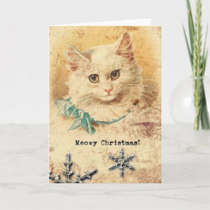 Cartão De Festividades Vintage Christmas Kitty