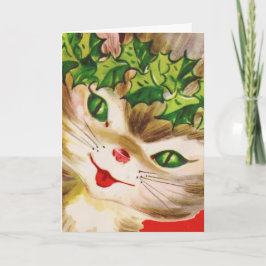 Cartão De Festividades vintage Christmas Kitty