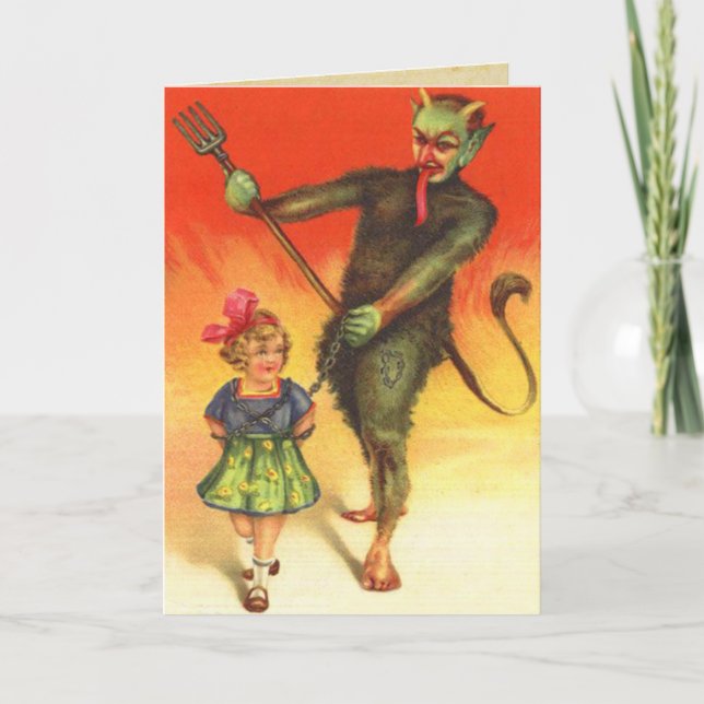 Cartão De Festividades Vintage Christmas Krampus (Frente)