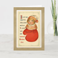 Vintage Christmas Mitten Girl Greeting Card