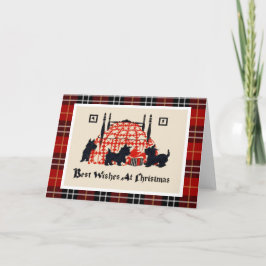 Cartão De Festividades Vintage Christmas Terrier Dogs