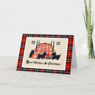 Cartão De Festividades Vintage Christmas Terrier Dogs