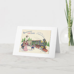 Cartão De Festividades Vintage Christmas Train