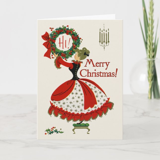 Cartão De Festividades Vintage Christmas Wreath Greeting Card (Frente)