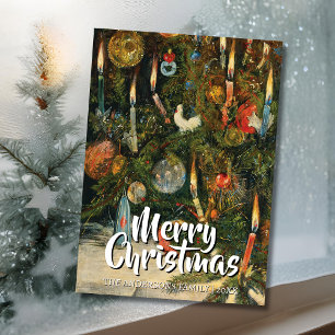 Cartão De Festividades Vintage Clássica Árvore de Natal Feliz Willmann