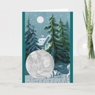 Cartão De Festividades Vintage Country Snow Scene Antique Christmas Card