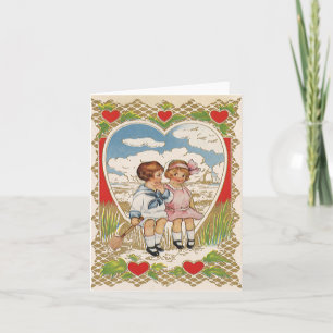 Cartão De Festividades Vintage Crianças Dias de os namorados Vitorianas n