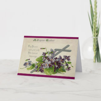 Cartão De Festividades Vintage Cross With Flowers Easter Card